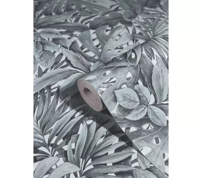 Tapet cu frunze, extralavabil, gri, albastru, dormitor, Marburg Botanica, 33306