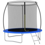Trambulina Rotunda Gossi 244 cm cu Plasa Siguranta, Scara si Copertina, Max 100 kg, Negru/Gri/Albastru