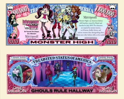 !!! SUA = FANTASY NOTE (TJ6) = DESENE ANIMATE : MONSTER HIGH - 2010 - UNC foto