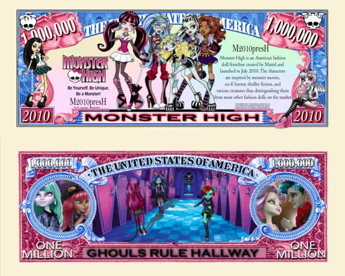 !!! SUA = FANTASY NOTE (TJ6) = DESENE ANIMATE : MONSTER HIGH - 2010 - UNC