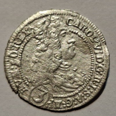 Austria 3 kreuzer 1713 Graz argint Carol Vl foto