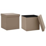Cumpara ieftin Taburete cu depozitare pliabile, 2 buc., cappuccino, PVC