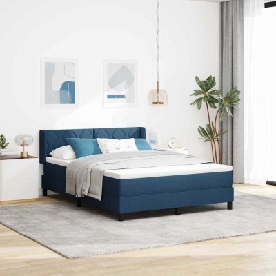 vidaXL Pat boxspring cu saltea cu saltea albastru 160 x 200 cm 3341180 foto