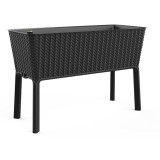 Rasadnita cu etajera, antracit, polipropilena, Keter, colectia Splendor, pentru terasa si balcon, forma rectangulara inaltata, cu sistem de irigare si
