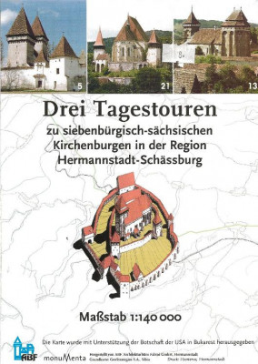 Drei Tagestouren zu Kirchenburgen in der Region Hermannstadt-Sch&amp;auml;&amp;szlig;burg 1:140 000 foto