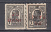 ROMANIA 1918 LP 70 I REGELE CAROL I SUPRATIPAR 25 BANI+EROARE 25 B RANVERSAT MNH, Nestampilat