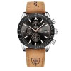 Ceas barbatesc de mana Poedagar Analog Quartz Cronograf Piele naturala Maro Negru