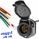 Cumpara ieftin Kit Priza Remorca 7 Pini cu Cablaj si Conectori, Mufa Auto pentru Remorca, Rulota, Platforma, Carlig Remorcare