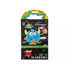Carte de colorat cu 5 markere neon, spatiu