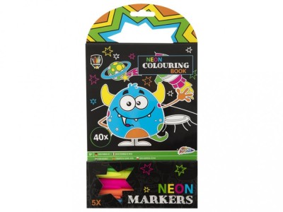 Carte de colorat cu 5 markere neon, spatiu foto