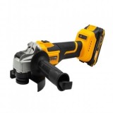Polizor unghiular cu acumulator 20V 2Ah Brushless 1000W, 125 mm, 9800 RPM, cu incarcator si cutie transport