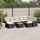 VidaXL Set canapele de grădină cu perne, 10 piese, negru, poliratan
