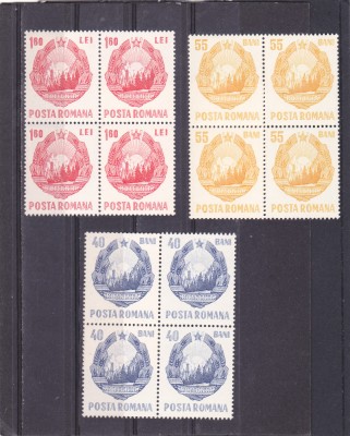 ROMANIA 1967 LP 663 STEMA TARII UZUALE SERIE MNH,BLOC DE 4 TIMBRE foto