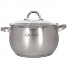 Cratita Inox cu Capac de Sticla 6.5L 24cm Grunberg GR6824 foto