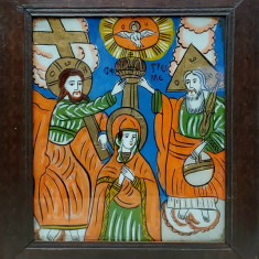 Santa Treime, Icoana pe sticla ,atelier din Scheii Brasovului,Secol 19