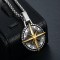 Lant Barbati Inox, Pandantiv Busola Viking, Design Nordic, Placat Aur &amp;