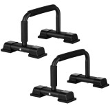 HOMCOM Set 2 Bare Paralele din Oțel pentru Fitness cu M&acirc;nere din Antiderapante, 36x25x20 cm, Negru | Aosom Romania