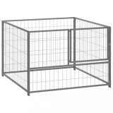 Padoc Caini vidaXL Otel Argintiu 100x100x70cm Cusca Tarc Exterior Siguranta