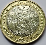 2 pounds 2021 Isle of Man, Christmas, km#1723, tiraj 5000 exemplare, Europa