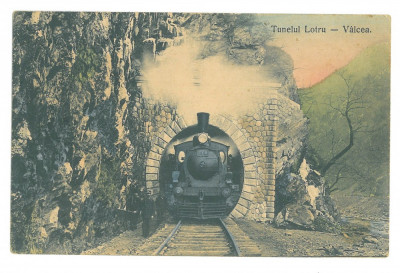 5030 - LOTRU, Valcea, Train on tunnel, Romania - old postcard - used - 1914 foto