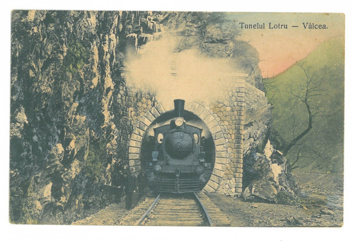5030 - LOTRU, Valcea, Train on tunnel, Romania - old postcard - used - 1914