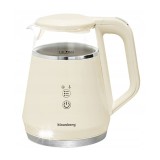 Fierbator electric, fabricat din sticla borosilicata, panou LED, crem, capacitate 1litru, 900-1100W, Klausberg