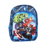 Ghiozdan pentru clasele I-IV, 3 compartimente, 2 buzunare, albastru,model Avengers,38x32x22 cm
