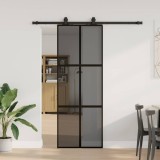 VidaXL Ușă glisantă cu set feronerie neagră 76x205cm sticlă securizată