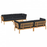 Set canapele de gradina cu perne din paleti 5 piese lemn acacia