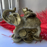 Statueta Feng Shui Elefant cu broasca - Noroc -11cm