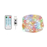 Instalatie craciun, 15 metri, 150 led-uri, multicolor rgb, sincronizare muzica, telecomanda 8 functii, usb, fir cupru, liniar, interior/exterior, flip, Flippy