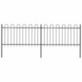 vidaXL Gard de grădină cu v&acirc;rf curbat, negru, 3,4 x 1 m, oțel