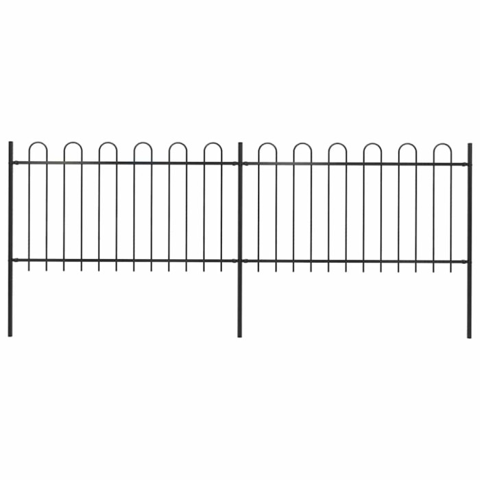 vidaXL Gard de grădină cu v&acirc;rf curbat, negru, 3,4 x 1 m, oțel