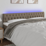Tablie de pat cu LED, gri taupe, 200x7x78/88 cm, textil GartenMobel Dekor, vidaXL