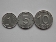 LOT 3 MONEDE DIFERITE - 1,5,10 PFENNIG-RDG -1950