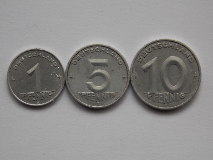 LOT 3 MONEDE DIFERITE - 1,5,10 PFENNIG-RDG -1950