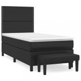 Cumpara ieftin Pat continental cu saltea, negru, 80x200 cm, piele ecologica