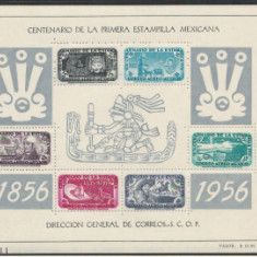 Mexic 1956 Mi 1048/59 + bl 1/2 MNH - 100 de ani de timbre