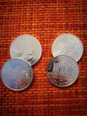 Monede de argint Canadian Mapleleafs si Vienna Philharmonics foto