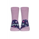 Șosete copii haioase Love is din bumbac, Funny Legs 279 - Roz Deschis, 30-32 (20)