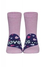 Șosete copii haioase Love is din bumbac, Funny Legs 279 - Roz Deschis, 30-32 (20)