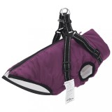 VidaXL Haină c&acirc;ini cu ham impermeabilă reflectorizantă, violet, L36