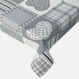 Fata de masă textil cu inimioare gri pentru bucătărie și balcon, CMCLASS