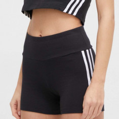 adidas Originals pantaloni scurți femei, culoarea negru, cu model, high waist IP2980