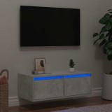 Gossi comoda tv cu lumini led, gri beton, 75x35,5x25 cm
