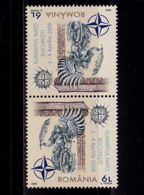 ✅RO 2008 LP 1798 d&quot;Summitul NATO Buc. &quot; , pereche tete-beche tip 1 , MNH