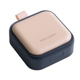 Cutie depozitare medicamente mini, flippy, 4 compartimente, inchidere etans, portabila, patrat, roz-negru, pp, 7.5x7.5x3 cm