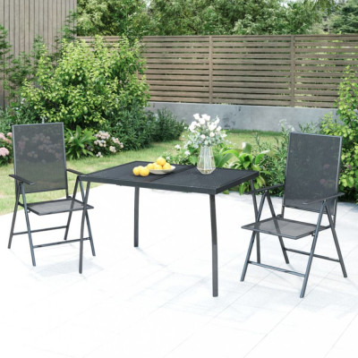 vidaXL Set de masă grădină, 3 piese, antracit, oțel foto