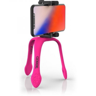 Selfie stick flexibil cu telecomanda bluetooth inclusa roz GekkoXL Zbam foto