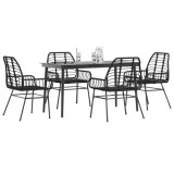 Gossi set de sufragerie de gradina 5 piese sticla neagra polirattan